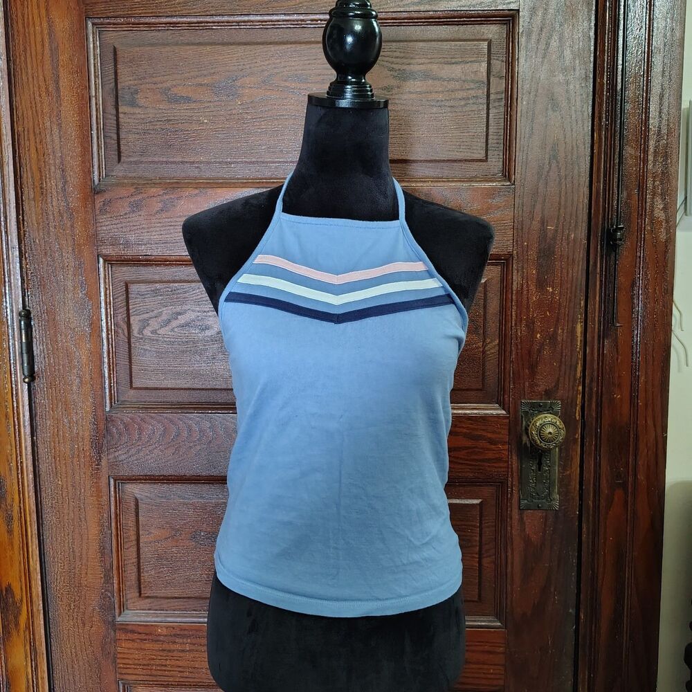 Y2K Inspired Skater Chic Halter Top 100% Cotton Size Medium/T431
